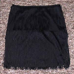 Boohoo black tassel skirt size 4